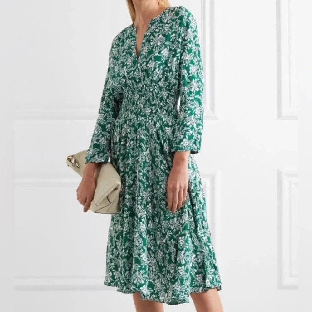 Maje Dress Women’s 40 Green Floral Midi